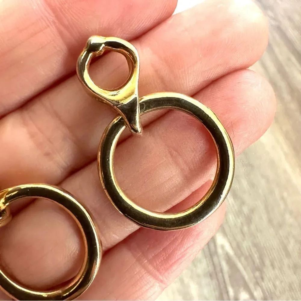 Gold tone double tier circle post earrings